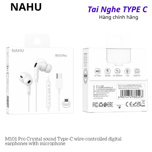 Tai nghe Type C NAHU M101 Pro tai nghe có dây nhét tai dùng cho Oppo Xiaomi Sony Samsung - Ảnh 5