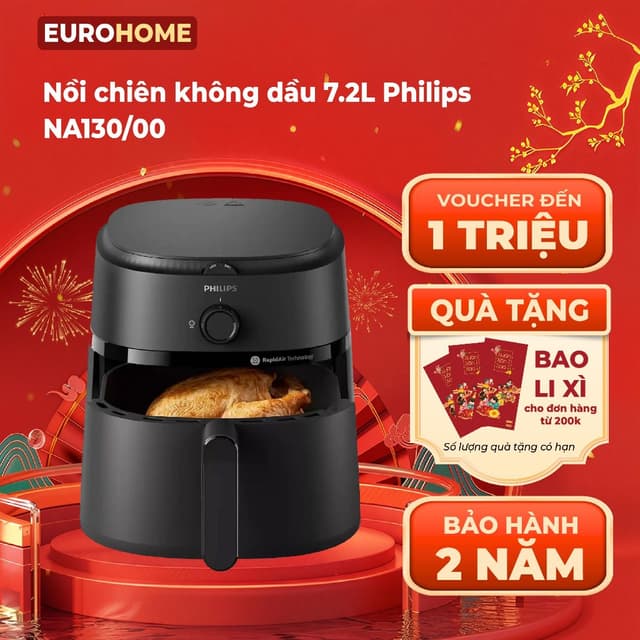 Nồi Chiên Không Dầu Philips NA130/00 dung tích 6.2 lít, bảo hành 2 năm toàn quốc | Hàng chính hãng - Ảnh 10