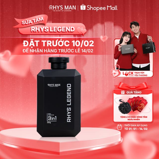 Sữa tắm gội nam hương nước hoa 3 in 1 RHYS MAN Rhys Legend 350ml - Ảnh 9