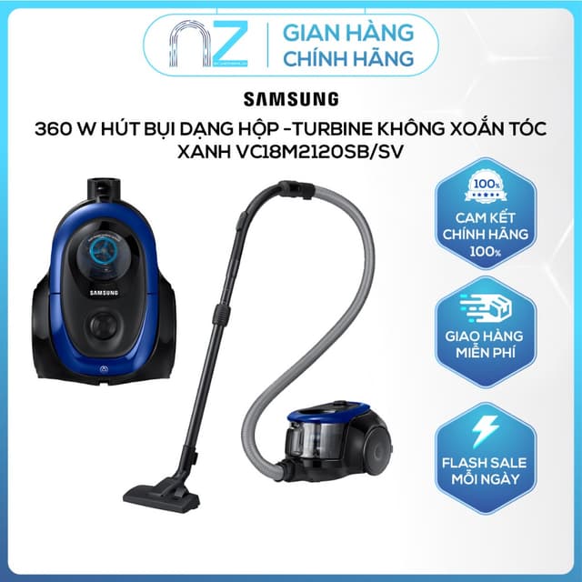 Samsung - 360 W Hút Bụi Dạng Hộp - Turbine Không Xoắn Tóc, Xanh VC18M2120SB/SV - Ảnh 8