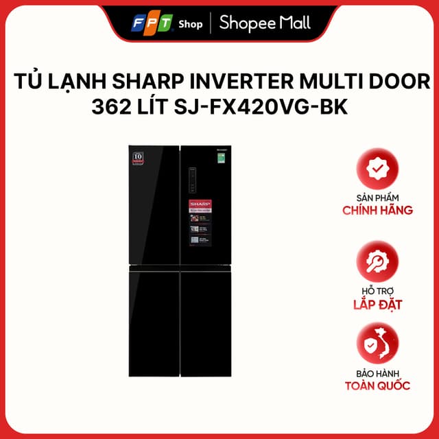 [Hàng chính hãng] Tủ lạnh Sharp Inverter Multi Door 362 lít SJ-FX420VG-BK - Ảnh 4