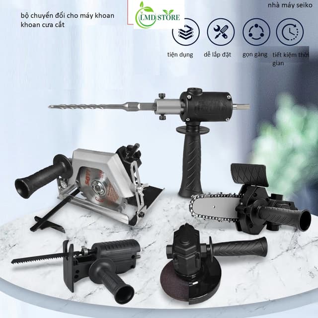 Bộ chuyển đổi máy khoan thành máy cưa lọng, cắt mài, khoan búa, cưa gỗ, cắt bàn, máy mài góc - Ảnh 3