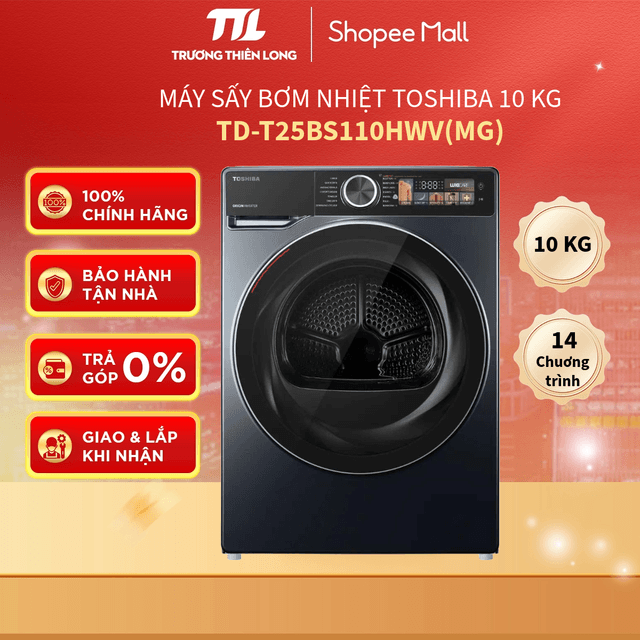 TD-T25BS110HWV(MG) - Máy Sấy Bơm Nhiệt Toshiba 10 Kg TD-T25BS110HWV(MG) [FREESHIP HCM] - Ảnh 9