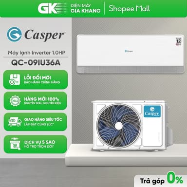 So sánh giá QC-09IU36A - Máy Lạnh CASPER Inverter 1 Chiều 1 HP [Freeship CẦN THƠ] rẻ nhất?