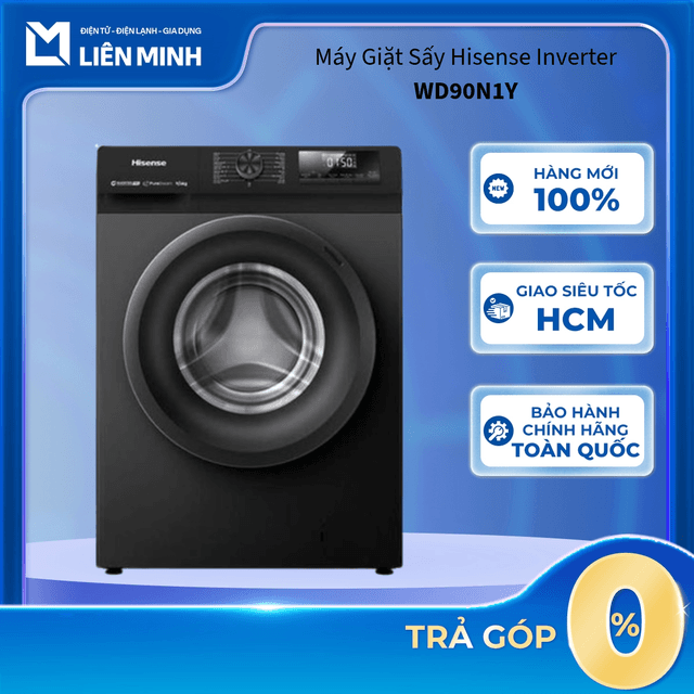WD90N1Y - Máy Giặt Sấy Hisense Inverter Giặt 9 Kg - Sấy 6 Kg Inverte - Bảo Hành Chính Hãng - Ảnh 2