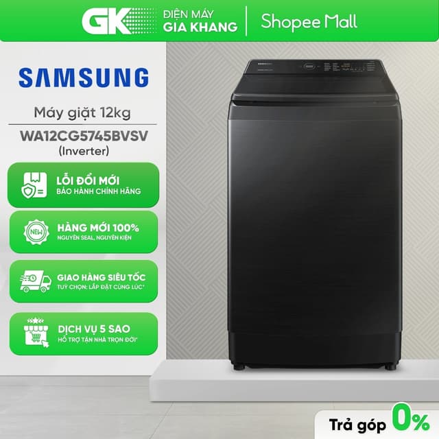 WA12CG5745BVSV - Máy Giặt Samsung Inverter 12 Kg [Freeship HCM] - Ảnh 1