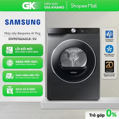 So sánh giá DV90T6240LB/SV - Máy Sấy Bơm Nhiệt Samsung 9 Kg DV90T6240LB/SV [Toàn Quốc] rẻ nhất?