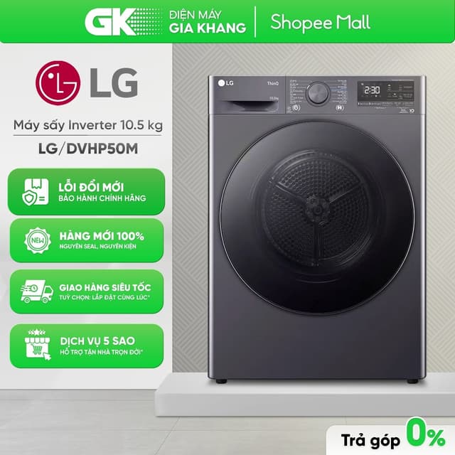 DVHP50M | DVHP50B | DVHP50P | DVHP50W Máy Sấy Bơm Nhiệt LG DUAL Inverter 10.5 Kg [Toàn Quốc]{GIẢM 10%} - Ảnh 7