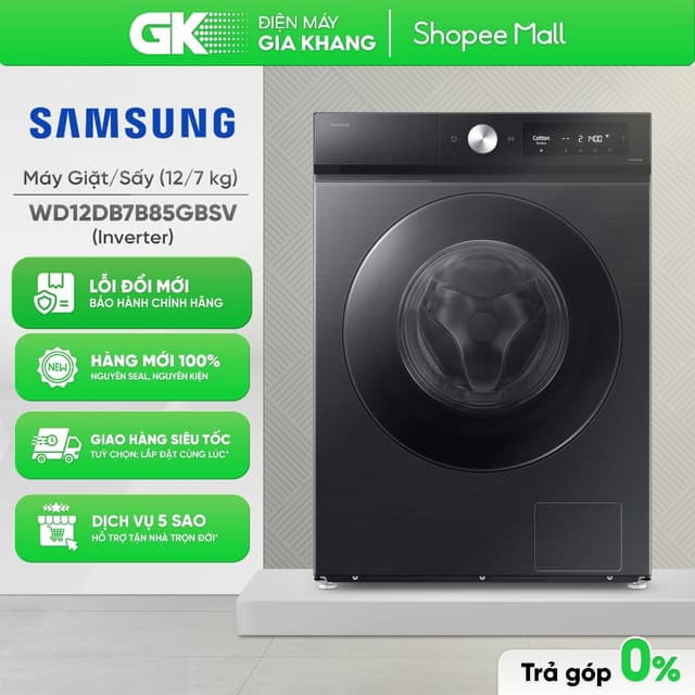 WD12DB7B85GBSV - Máy Giặt Sấy Samsung Bespoke Inverter Giặt 12 Kg - Sấy 7 Kg [Freeship HCM] - Ảnh 5