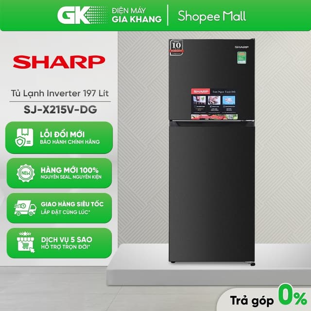 SJ-X215V-DG - Tủ Lạnh Sharp Inverter 197 Lít SJ-X215V-DG [Toàn Quốc] - Ảnh 5
