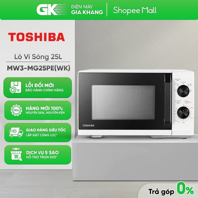 MW3-MG25PE(BK) | MW3-MM25PE(WH) Lò Vi Sóng Toshiba 25 Lít MG25PE(BK) | MM25PE(WH) [Toàn Quốc] - Ảnh 7