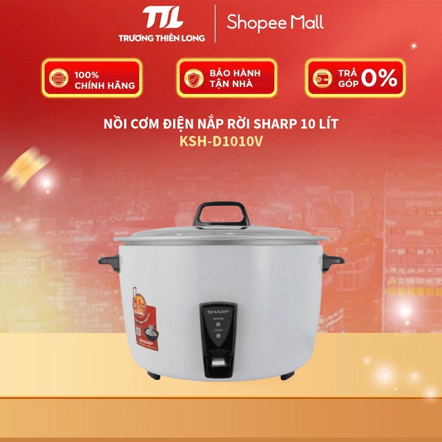 KSH-D1010V - Nồi Cơm Điện Nắp Rời Sharp 10 Lít - Công Suất 2750W - Giữ Ấm 5 Giờ - Ảnh 1