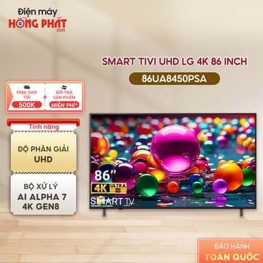 So sánh giá Smart Tivi LG 4K UHD AI UA8450 86 Inch - 86UA8450PSA  [Giao-Lắp HCM/Cần Thơ] rẻ nhất?