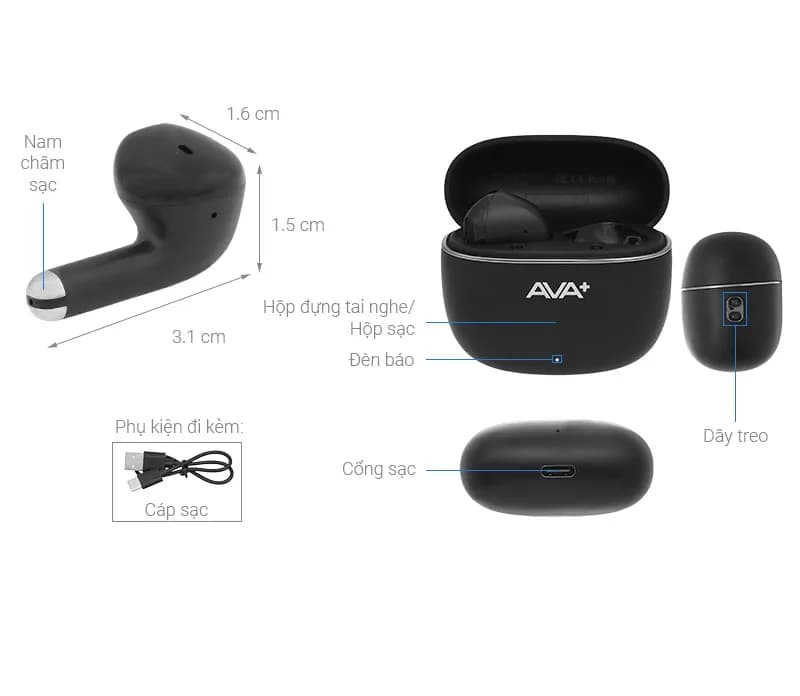 So sánh Tai nghe Bluetooth True Wireless AVA+ FreeGo W30 vs Tai nghe Bluetooth True Wireless Havit TW986