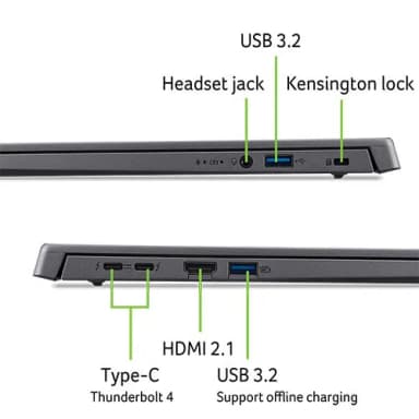 Laptop Acer Aspire 16 AI A16 71M 71U7 - NX.J4YSV.002 (Ultra 7 155H, 16GB, 512GB, Full HD+, Win11) - 16