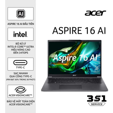 Laptop Acer Aspire 16 AI A16 71M 71U7 - NX.J4YSV.002 (Ultra 7 155H, 16GB, 512GB, Full HD+, Win11) - 4
