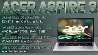 Laptop Acer Aspire 3 A314 42P R3B3 - NX.KSFSV.001 (R7 5700U, 16GB, 512GB, WUXGA, Win11) - 6