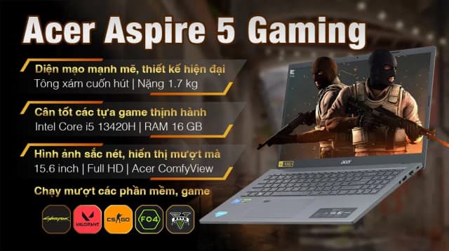 Laptop Acer Gaming Aspire 5 A515 58GM 51LB - NX.KQ4SV.002 (i5 13420H, 16GB, 512GB, RTX 2050 4GB, Full HD, Win11) - 3