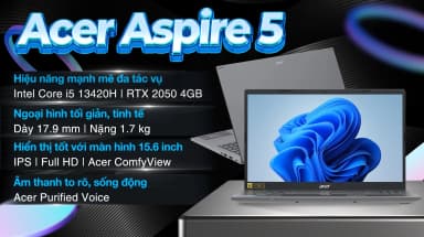 Laptop Acer Gaming Aspire 5 A515 58GM 598J - NX.KW1SV.002 (i5 13420H, 16GB, 512GB, RTX 2050 4GB, Full HD 144Hz, Win11) - 20