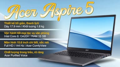 Laptop Acer Gaming Aspire 5 A515 58GM 598J - NX.KW1SV.002 (i5 13420H, 16GB, 512GB, RTX 2050 4GB, Full HD 144Hz, Win11) - 9