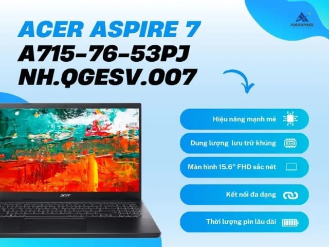 Laptop Acer Aspire 7 A715 76 53PJ - NH.QGESV.007 (i5 12450H, 16GB, 512GB, Full HD, Win11) - 17