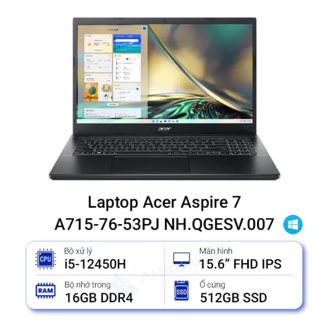Laptop Acer Aspire 7 A715 76 53PJ - NH.QGESV.007 (i5 12450H, 16GB, 512GB, Full HD, Win11) - 8