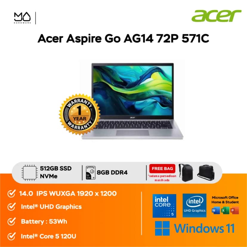 Laptop Acer Aspire Go 14 AG14-72P-54DF - NX.JSBSV.009 (Core 5 120U, 16GB, 512GB, Full HD+, Win11) - Giá rẻ nhất hôm nay - Ảnh 3