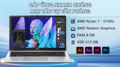 Laptop Acer Aspire Lite 15 AL15 41P R3QL - NX.J54SV.001 (R7 5700U, 8GB, 512GB, Full HD, Win11) - 13