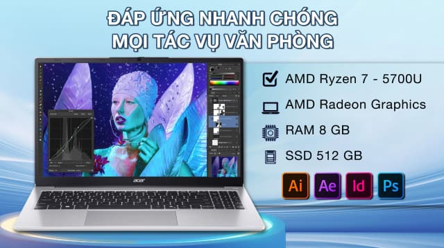 Laptop Acer Aspire Lite 15 AL15 41P R3QL - NX.J54SV.001 (R7 5700U, 8GB, 512GB, Full HD, Win11) - 13