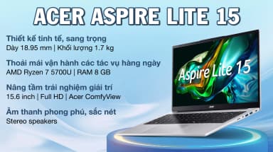 Laptop Acer Aspire Lite 15 AL15 41P R3QL - NX.J54SV.001 (R7 5700U, 8GB, 512GB, Full HD, Win11) - 4