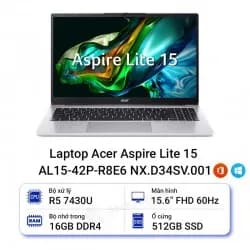 Laptop Acer Aspire Lite 15 AL15 42P R08M - NX.D3QSV.001 (R7 7730U, 16GB, 512GB, Full HD, OfficeH24+365, Win11) - 18