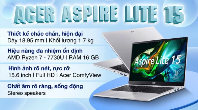 Laptop Acer Aspire Lite 15 AL15 42P R08M - NX.D3QSV.001 (R7 7730U, 16GB, 512GB, Full HD, OfficeH24+365, Win11) - 4