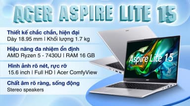 Laptop Acer Aspire Lite 15 AL15 42P R8E6 - NX.D34SV.001 (R5 7430U, 16GB, 512GB, Full HD, OfficeH24+365, Win11) - 4