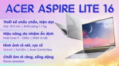 Laptop Acer Aspire Lite 16 G2 AL16 52P 76DU - NX.J2SSV.005 (i7 1355U, 16GB, 512GB, Full HD+, Win11) - 3