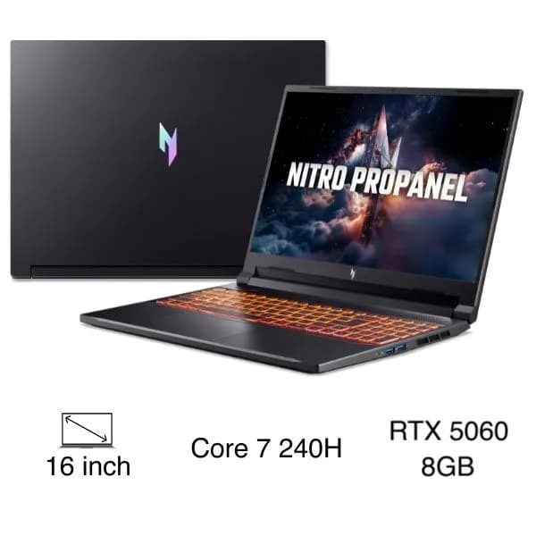 Laptop Acer Gaming Nitro ProPanel ANV16-72-71T9 - NH.QUNSV.001 (Core 7 240H, 16GB, 512GB, RTX 5060 8GB, WUXGA 180Hz, Win11) - Giá rẻ nhất hôm nay - Ảnh 1