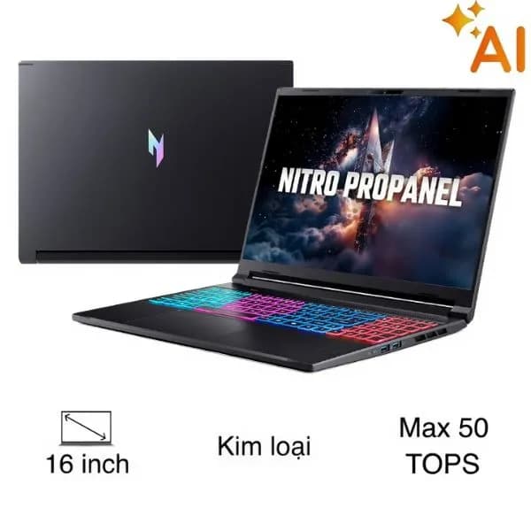 Laptop Acer Gaming Nitro ProPanel ANV16S-61-R0B8 - NH.QXQSV.001 (Ryzen AI 5 340, 16GB, 512GB, RTX 5050 8GB, Full HD 180Hz, Win11) - Giá rẻ nhất hôm nay - Ảnh 1