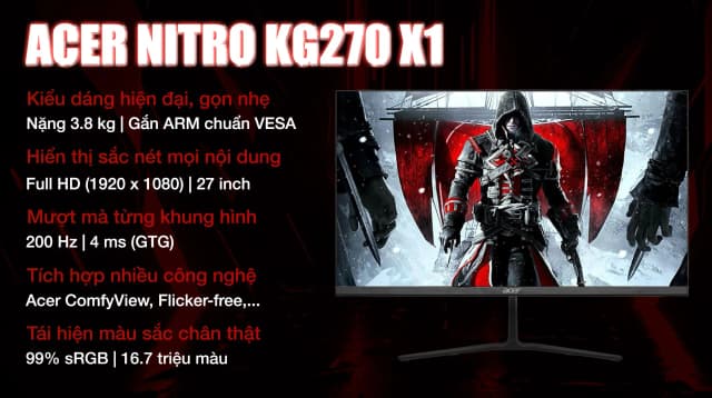 So sánh giá Màn hình Gaming Acer Nitro KG270 X1 27 inch FHD/IPS/200Hz/4ms rẻ nhất? - Ảnh 4