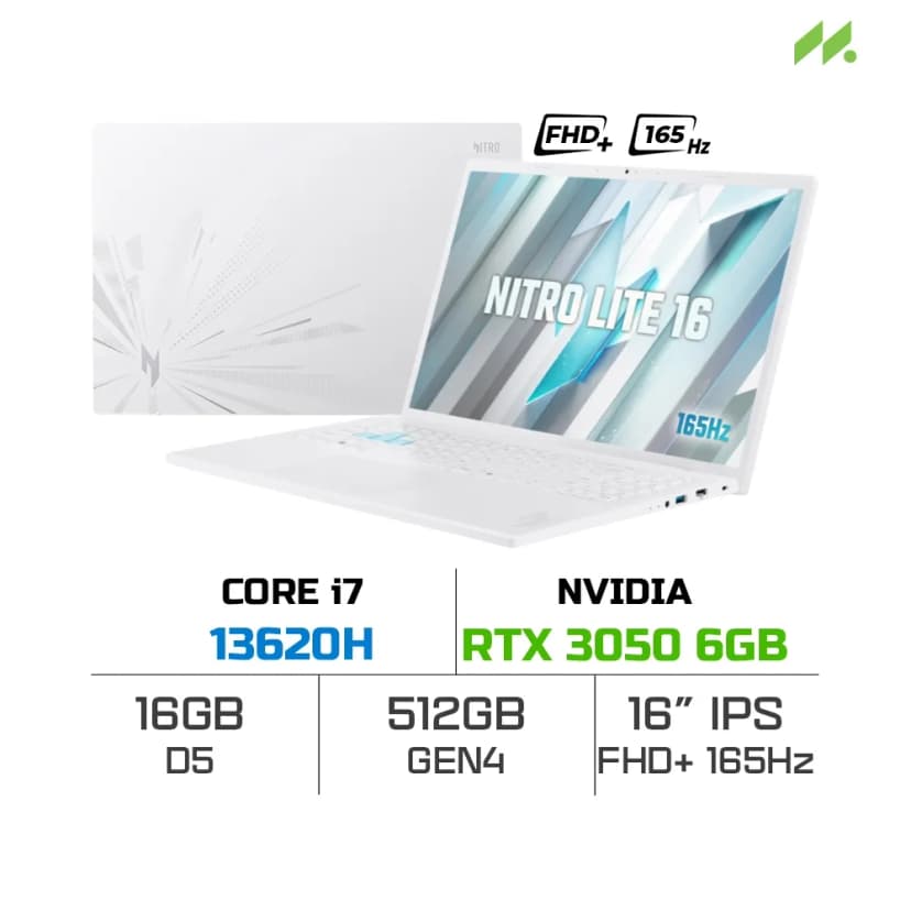 Laptop Acer Gaming Nitro Lite 16 NL16 71G 71UJ - NH.D59SV.002 (i7 13620H, 16GB, 512GB, RTX 3050 6GB, Full HD+ 165Hz, Win11) - Giá rẻ nhất hôm nay - Ảnh 12