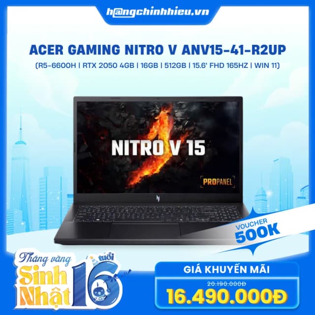 Laptop Acer Gaming Nitro V 15 ANV15 41 R2UP - NH.QPGSV.004 (R5 6600H, 16GB, 512GB, RTX 2050 4GB, Full HD 165Hz, Win11) - 19