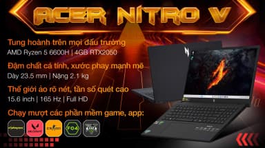 Laptop Acer Gaming Nitro V 15 ANV15 41 R2UP - NH.QPGSV.004 (R5 6600H, 16GB, 512GB, RTX 2050 4GB, Full HD 165Hz, Win11) - 4