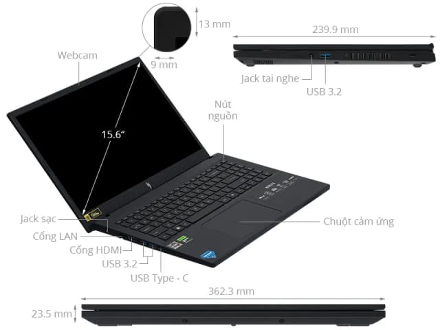 Laptop Acer Gaming Nitro V 15 ANV15 41 R2UP - NH.QPGSV.004 (R5 6600H, 16GB, 512GB, RTX 2050 4GB, Full HD 165Hz, Win11) - 8