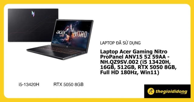 Top 1 so sánh giá Laptop Acer Gaming Nitro ProPanel ANV15 52 59AA - NH.QZ9SV.002 (i5 13420H, 16GB, 512GB, RTX 5050 8GB, Full HD 180Hz, Win11) - Tìm sản phẩm giá rẻ nhất - Ảnh 14