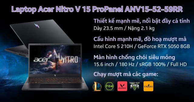 Top 1 so sánh giá Laptop Acer Gaming Nitro ProPanel ANV15 52 59AA - NH.QZ9SV.002 (i5 13420H, 16GB, 512GB, RTX 5050 8GB, Full HD 180Hz, Win11) - Tìm sản phẩm giá rẻ nhất - Ảnh 51