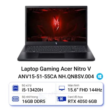 Laptop Acer Gaming Nitro V ANV15 51 55CA - NH.QN8SV.004 (i5 13420H, 16GB, 512GB, RTX 4050 6GB, Full HD 144Hz, Win11) - 9