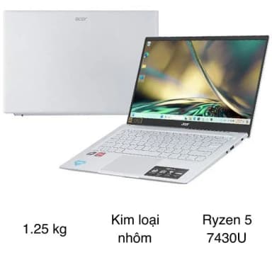 Laptop Acer Swift Go 14 41 R251 - NX.KG3SV.005 (R5 7430U, 16GB, 1TB, Full HD, Win11)