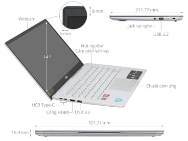Laptop Acer Swift Go 14 41 R251 - NX.KG3SV.005 (R5 7430U, 16GB, 1TB, Full HD, Win11) - 4