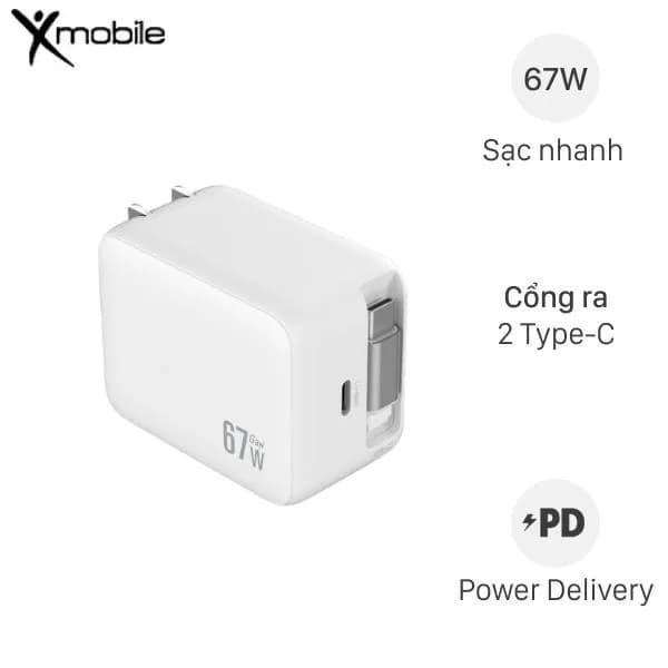 Sạc nhanh 2 cổng Type-C PD 67W Xmobile DS810C kèm cáp dây rút Type C - Giá rẻ nhất hôm nay - Ảnh 1
