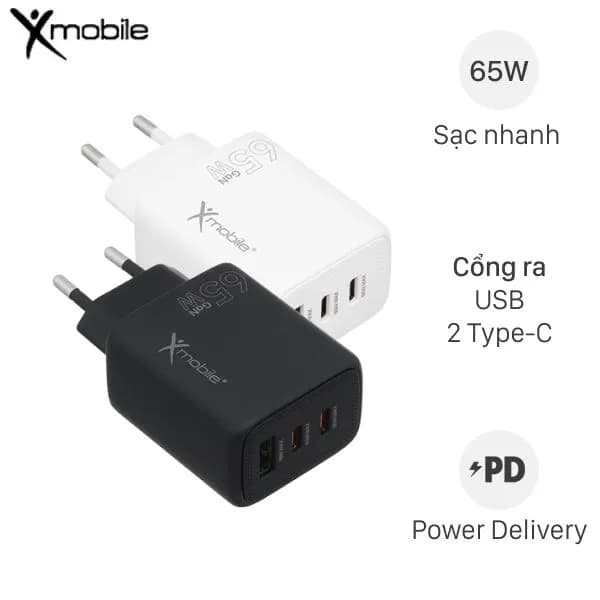 Sạc nhanh 3 cổng USB Type-C QC3.0 PD 65W Xmobile YC-524ACC - Giá rẻ nhất hôm nay - Ảnh 1