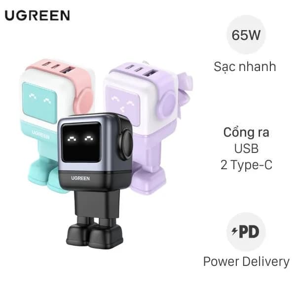 Sạc nhanh 3 cổng USB Type-C QC4.0+ PD 65W Ugreen Robot CD361 - Ảnh 9