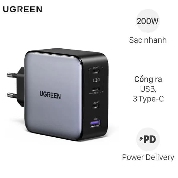 Sạc nhanh 4 cổng USB Type-C QC3.0 PD 200W Ugreen X764 35539 - Giá rẻ nhất hôm nay - Ảnh 1